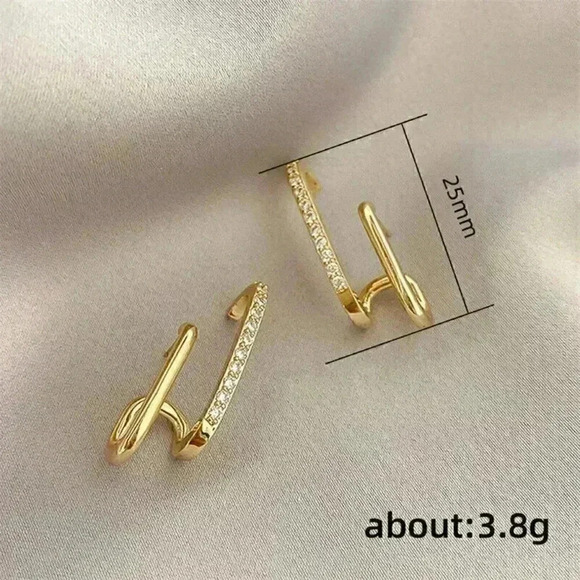 New 18k Yellow Gold Plated 925 Silver CZ Earrings - Picture 4 of 4